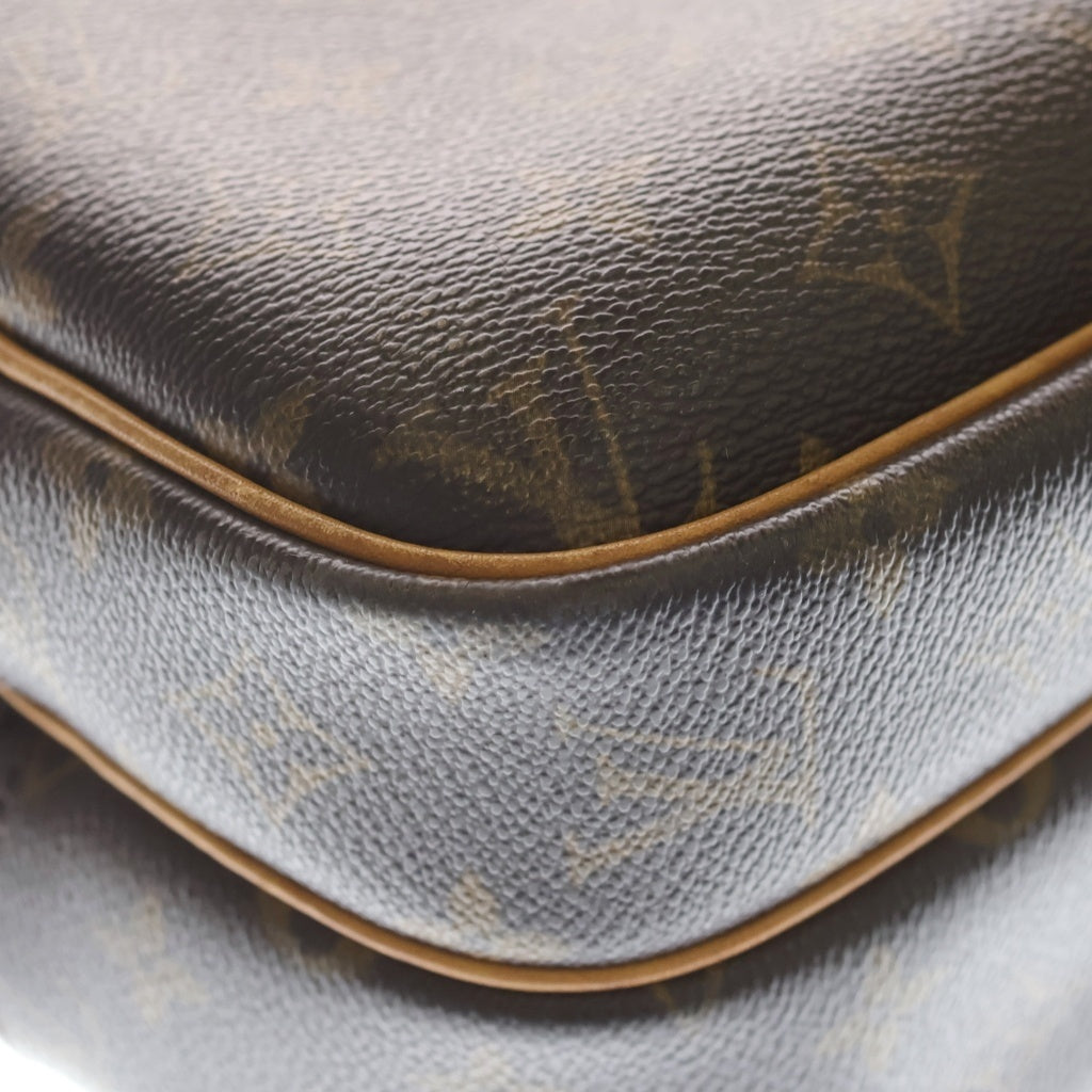 LOUIS VUITTON(ルイヴィトン) モノグラム リポーターPM ショルダーバッグ ブラウン レザー×PVC M45254 ゴールド金具 レディース