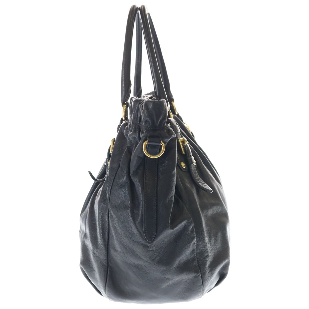 PRADA(プラダ) 2WAYハンドバッグ トートバッグ ショルダーバッグ ブラック レザー BR4259 ゴールド金具 レディース
