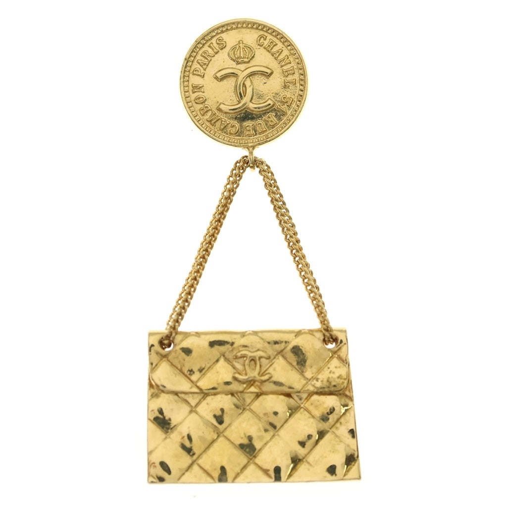 CHANEL(シャネル) マトラッセ ココマーク バッグモチーフ ピンバッジ ブローチ ゴールド GP レディース