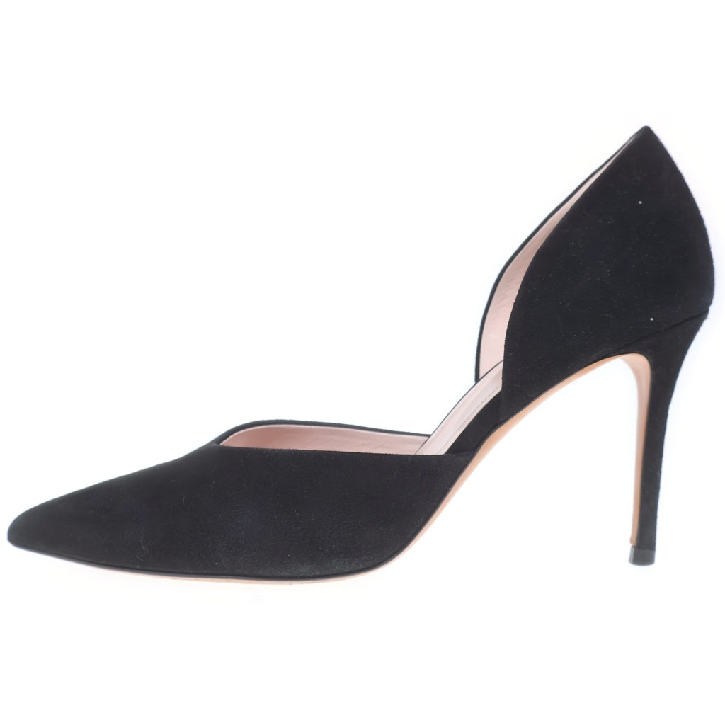 CELINE(セリーヌ) ポインテッドトゥ スエードヒールパンプス ブラック #36 レディース