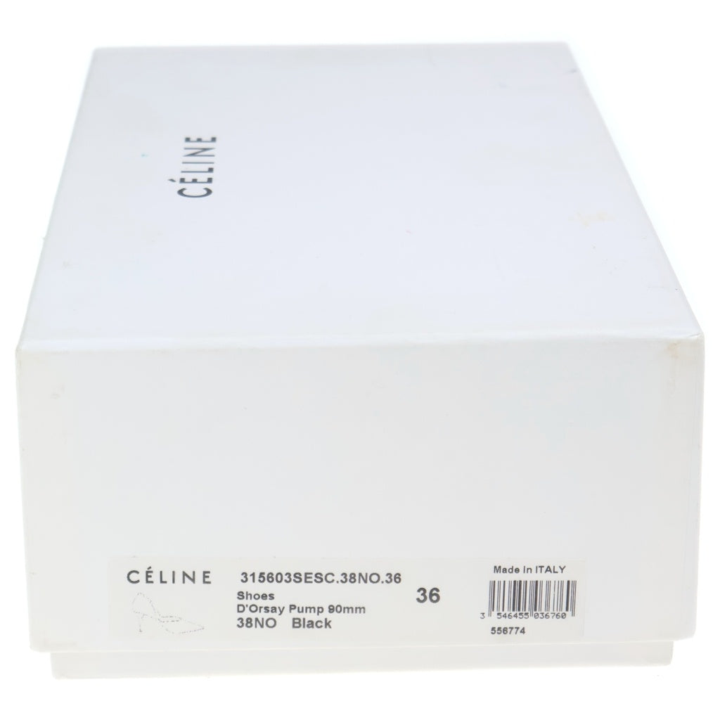 CELINE(セリーヌ) ポインテッドトゥ スエードヒールパンプス ブラック #36 レディース