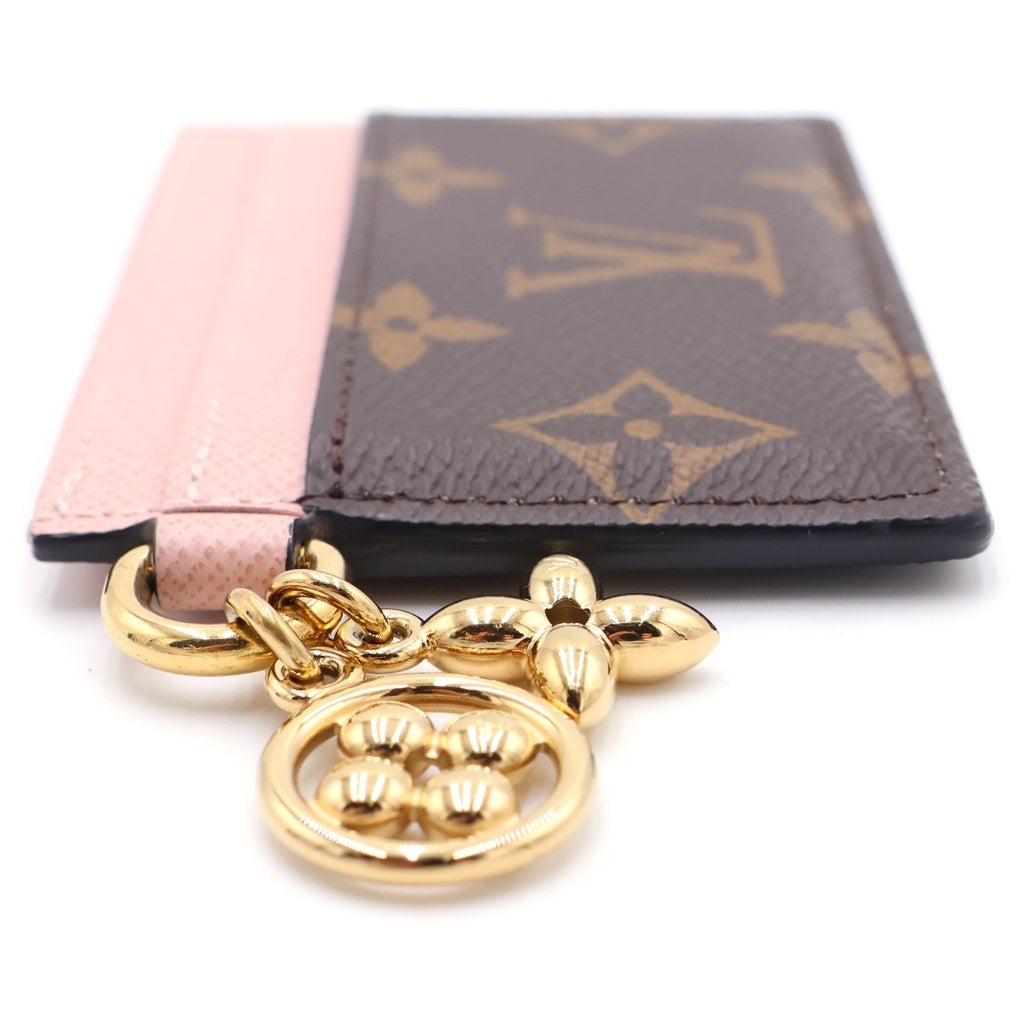 LOUIS VUITTON(ルイヴィトン) モノグラム ポルトカルト PVC レザー LVチャーム カードケース パスケース M82739 ブラウン/ピンク レディース