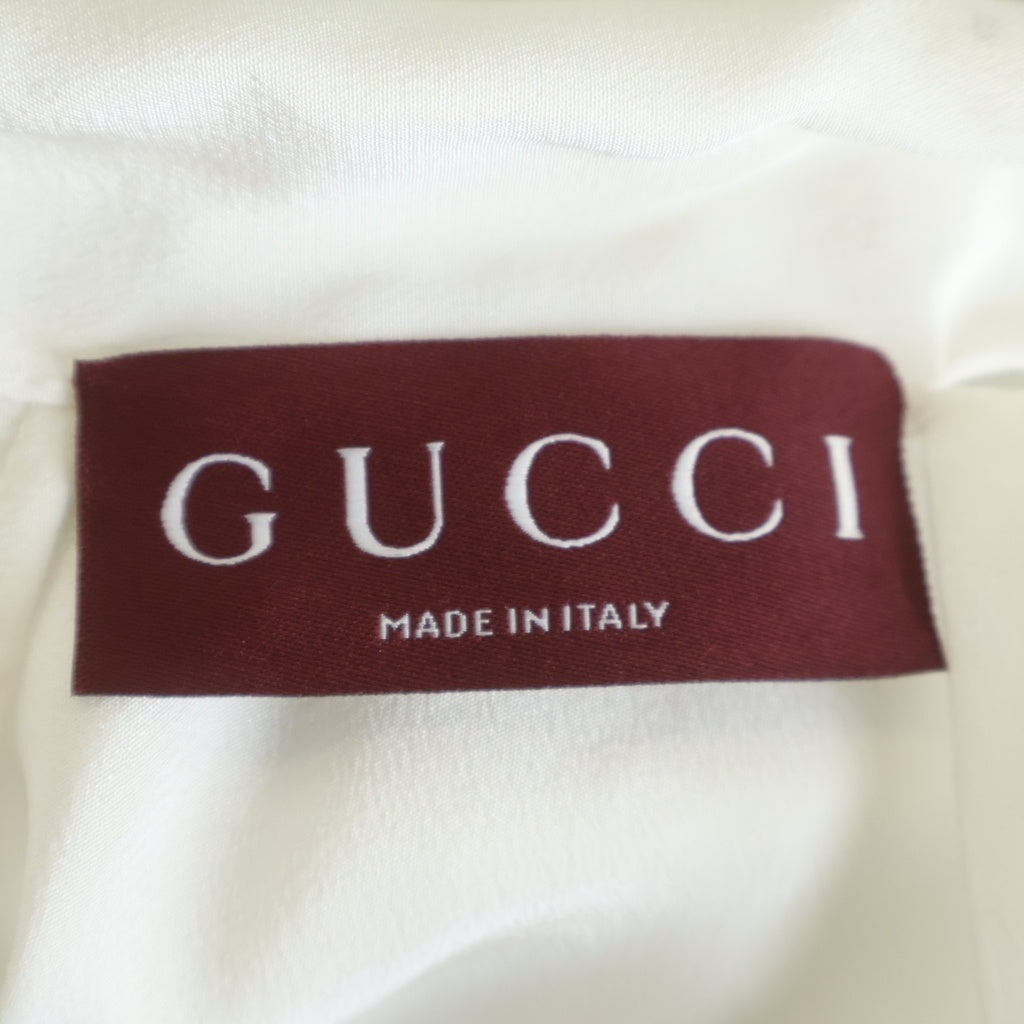 GUCCI(グッチ) ×ヒグチユウコ 25AW シルクブラウス 魔法の森 リボンタイ 長袖シャツ ホワイト/グリーン 863760 ZAUTU レディース