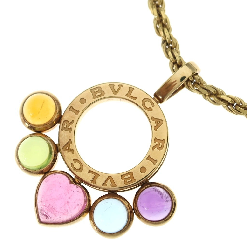 BVLGARI(ブルガリ) アレグラ マルチストーンネックレス ペンダント チェーン ゴールド×マルチカラー 750YG レディース
