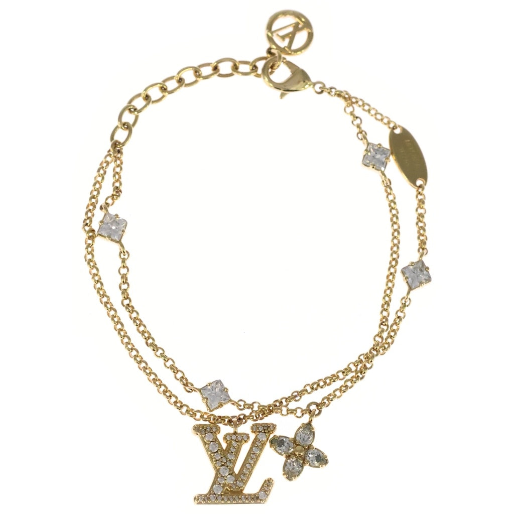 LOUIS VUITTON(ルイヴィトン) ブレスレット・レディ LV ラインストーン ダブルチェーン GP ブレスレット M1582A ゴールド レディース