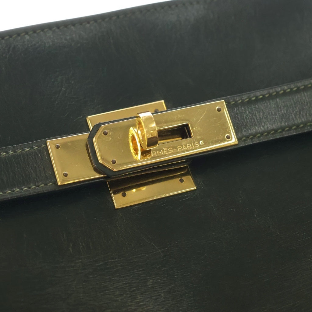 HERMES(エルメス) ケリースポーツGM ボックスカーフ ゴールド金具 ◯G刻印 ショルダーバッグ グリーン系 レディース