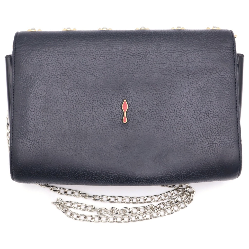 CHRISTIAN LOUBOUTIN(クリスチャンルブタン) パロマチェーンミニバッグ ショルダーバッグ グレー レザー シルバー金具 レディース