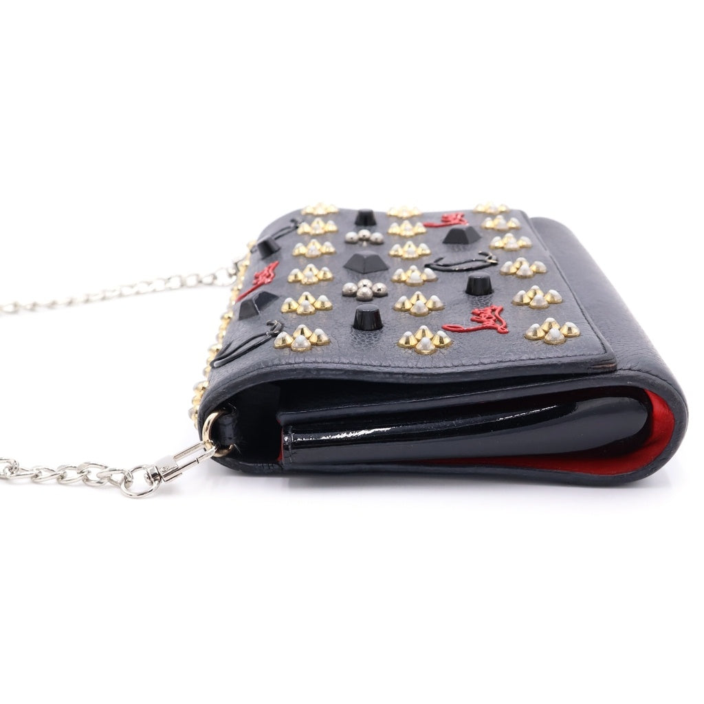 CHRISTIAN LOUBOUTIN(クリスチャンルブタン) パロマチェーンミニバッグ ショルダーバッグ グレー レザー シルバー金具 レディース