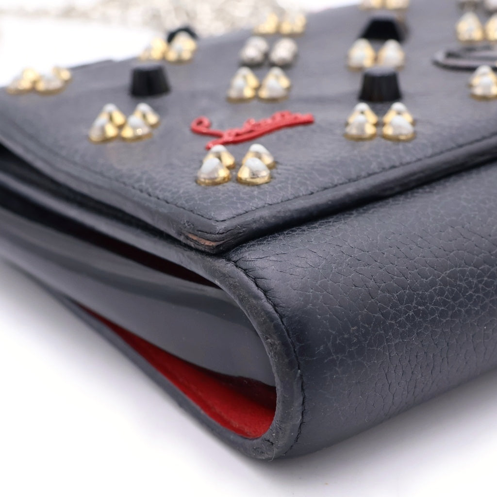 CHRISTIAN LOUBOUTIN(クリスチャンルブタン) パロマチェーンミニバッグ ショルダーバッグ グレー レザー シルバー金具 レディース