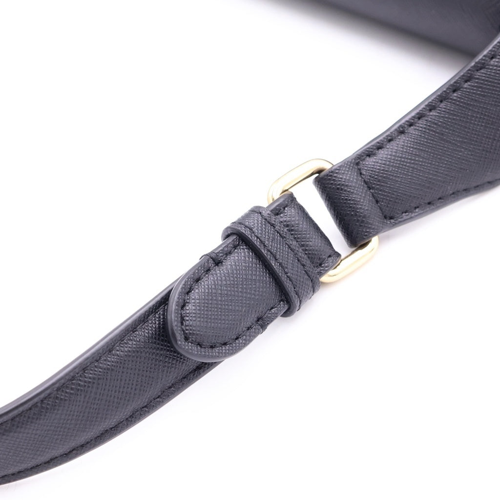 POLO RALPH LAUREN(ポロラルフローレン) ロゴプレート レザー ワンショルダー バッグ ゴールド金具 ブラック レディース
