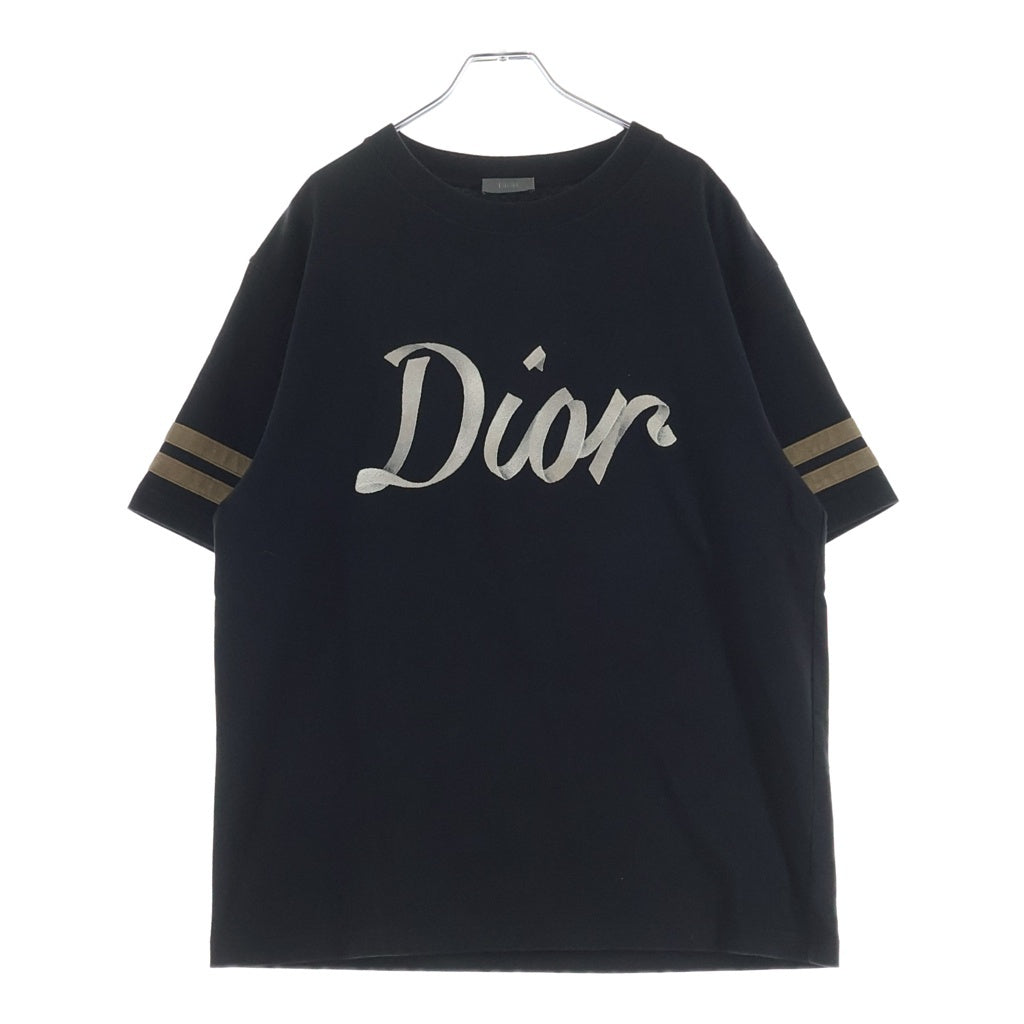 Christian Dior(クリスチャンディオール) ロゴ刺繍 コンパクトジャージー クルーネック 半袖Tシャツ カットソー ブラック 239J659A0554
