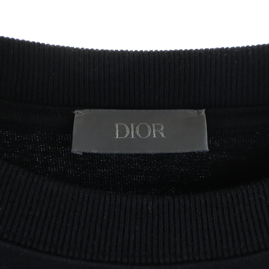 Christian Dior(クリスチャンディオール) ロゴ刺繍 コンパクトジャージー クルーネック 半袖Tシャツ カットソー ブラック 239J659A0554