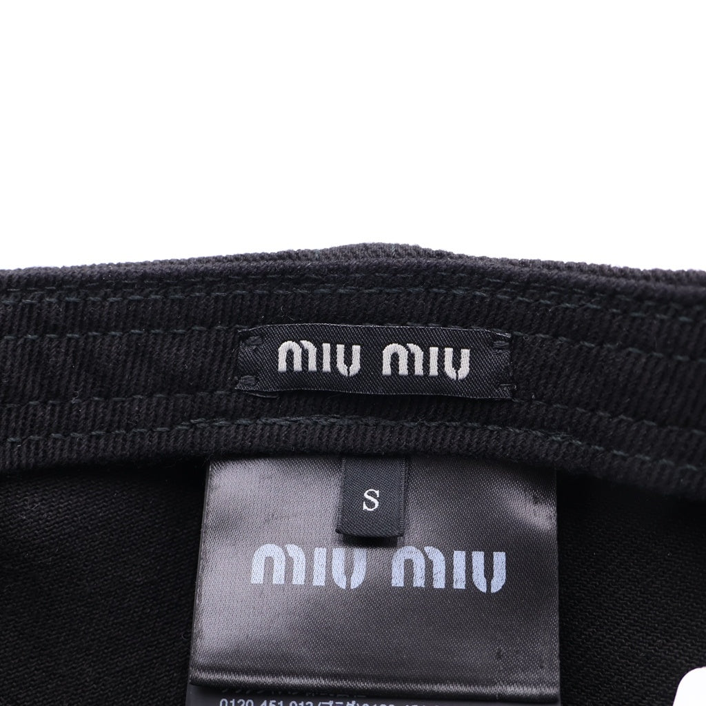 miumiu(ミュウミュウ) ドリル ベースボールキャップ 帽子 デニム コットン ロゴ ブラック 5HC370 レディース