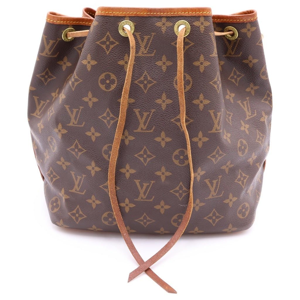 LOUIS VUITTON(ルイヴィトン) モノグラム プチノエ ショルダーバッグ ブラウン レザー×PVC M42226 ゴールド金具 レディース
