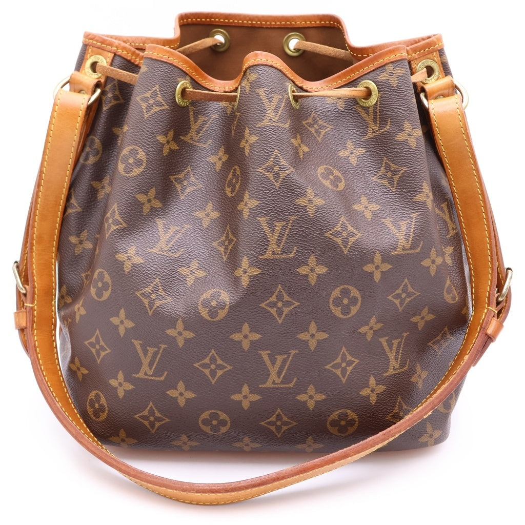 LOUIS VUITTON(ルイヴィトン) モノグラム プチノエ ショルダーバッグ ブラウン レザー×PVC M42226 ゴールド金具 レディース