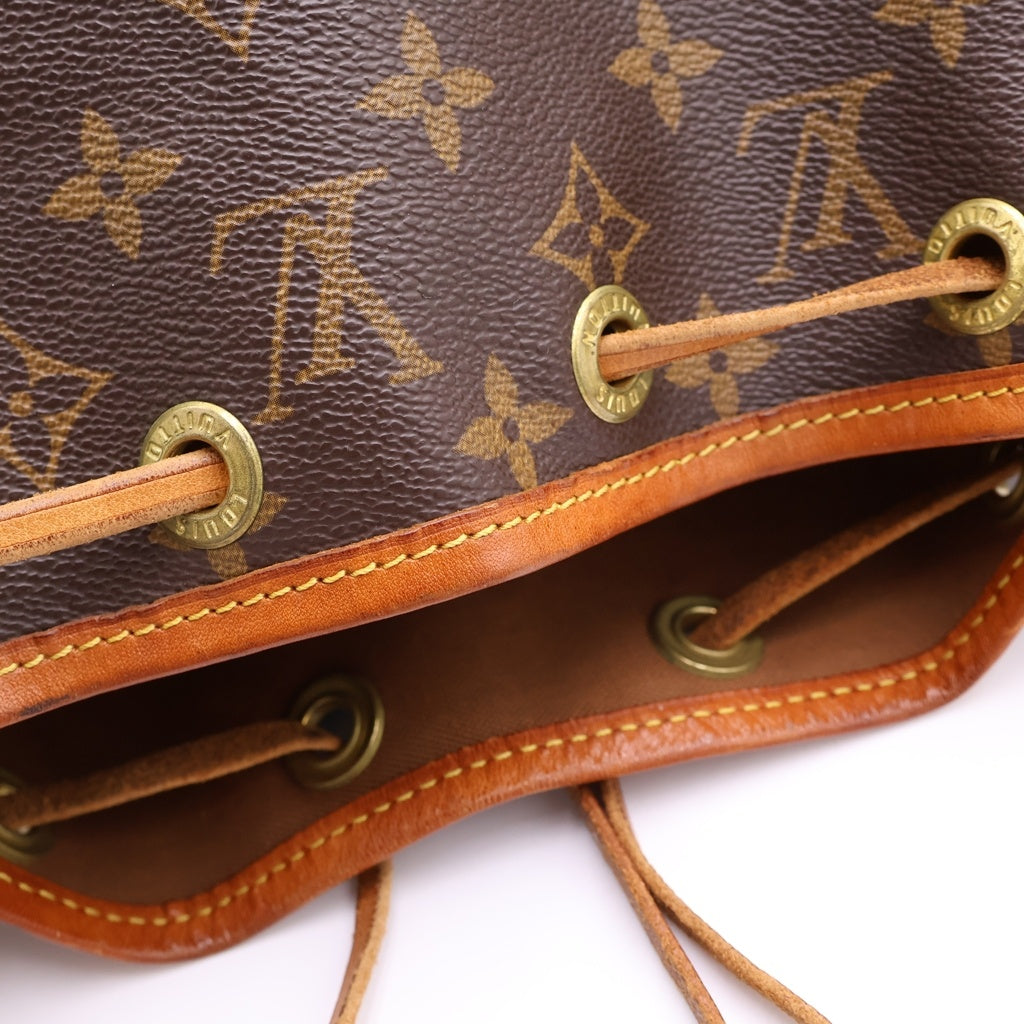 LOUIS VUITTON(ルイヴィトン) モノグラム プチノエ ショルダーバッグ ブラウン レザー×PVC M42226 ゴールド金具 レディース