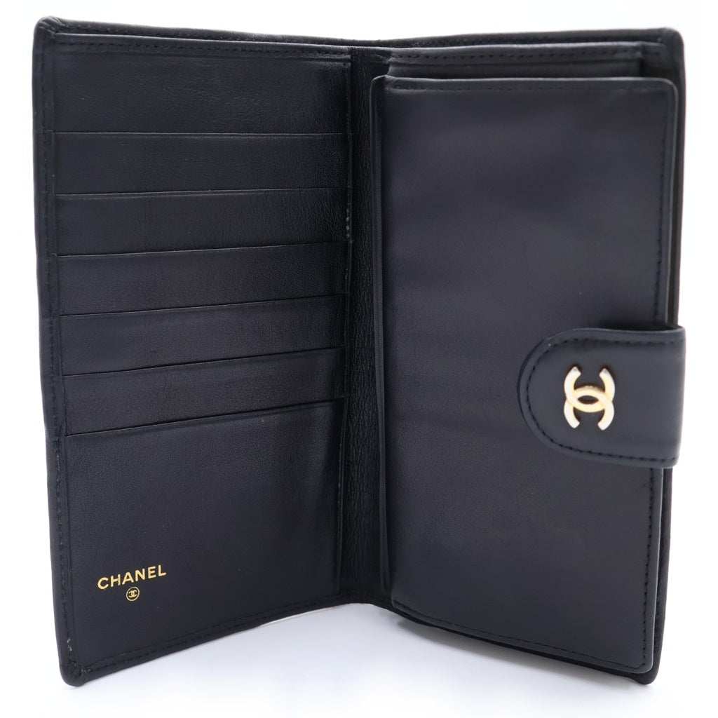 CHANEL(シャネル) ココマーク ビコローレ 長財布 ロングウォレット カードケース ブラック レザー ゴールド金具 レディース