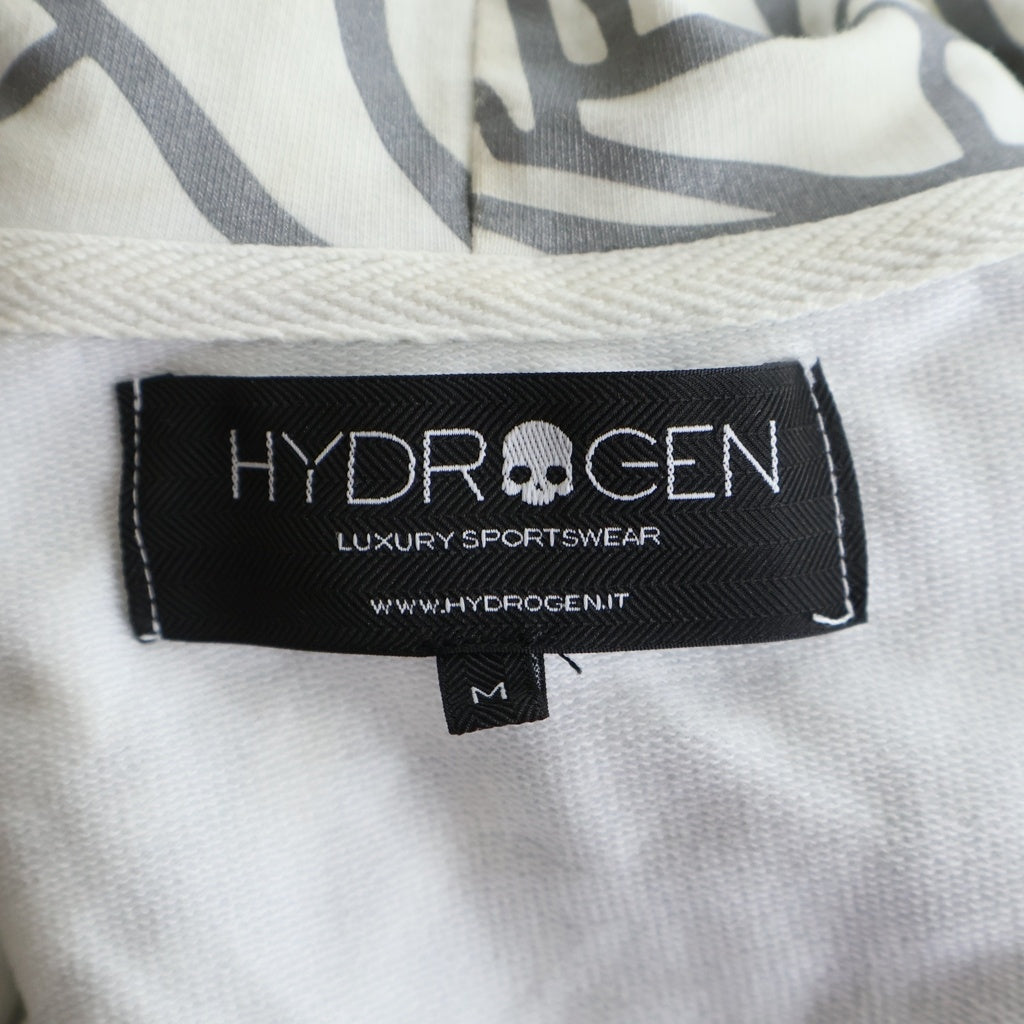 HYDROGEN(ハイドロゲン) フルジップパーカー フーディー スカルパッチ ホワイト×グレー #M