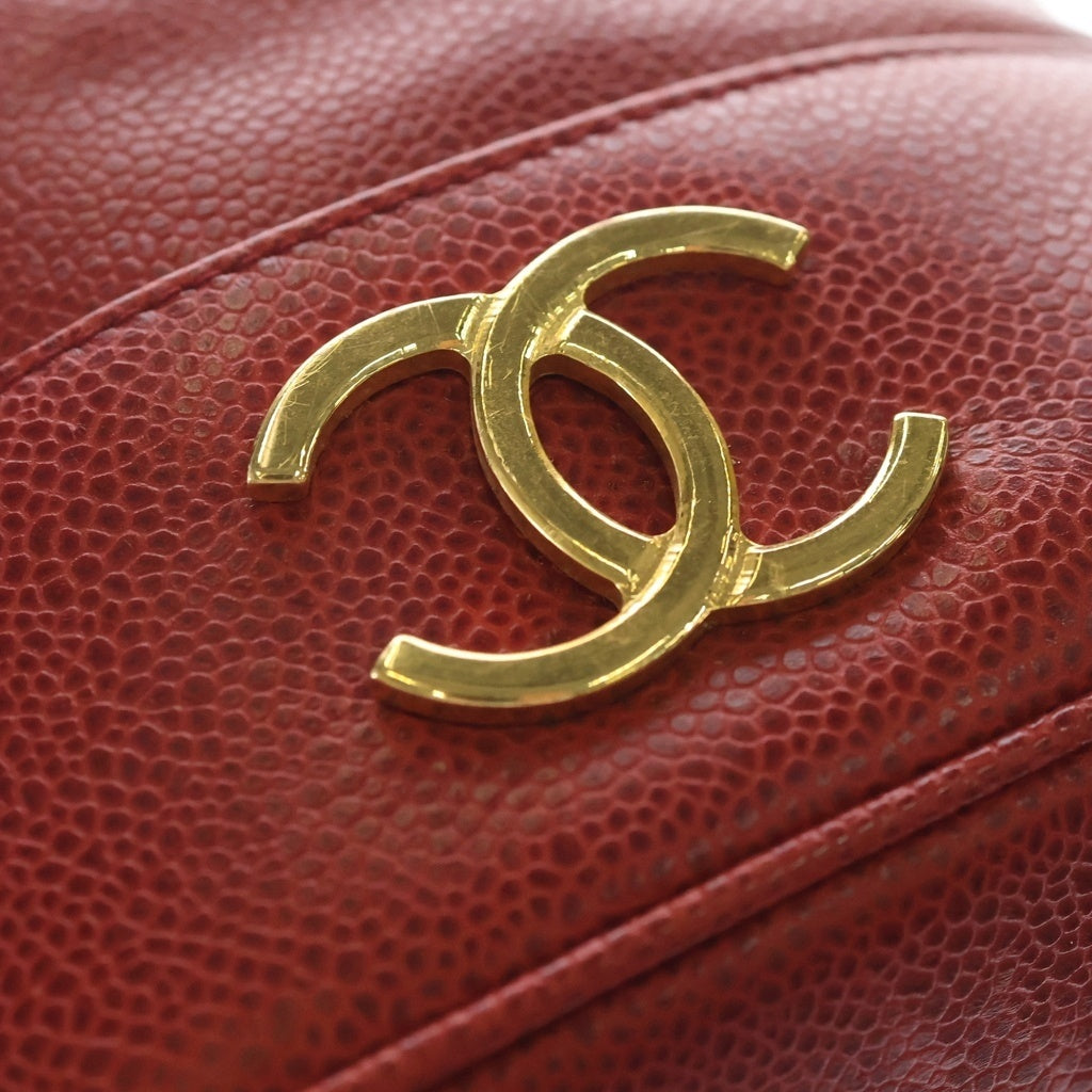 CHANEL(シャネル) チェーンショルダーバッグ トリプルココ チェーンショルダーバッグ レッド キャビアスキン 301SB179 ゴールド金具 レディース