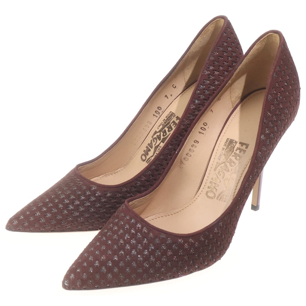 FERRAGAMO(フェラガモ) 千鳥柄 ヒールパンプス ブラウン #7 レディース