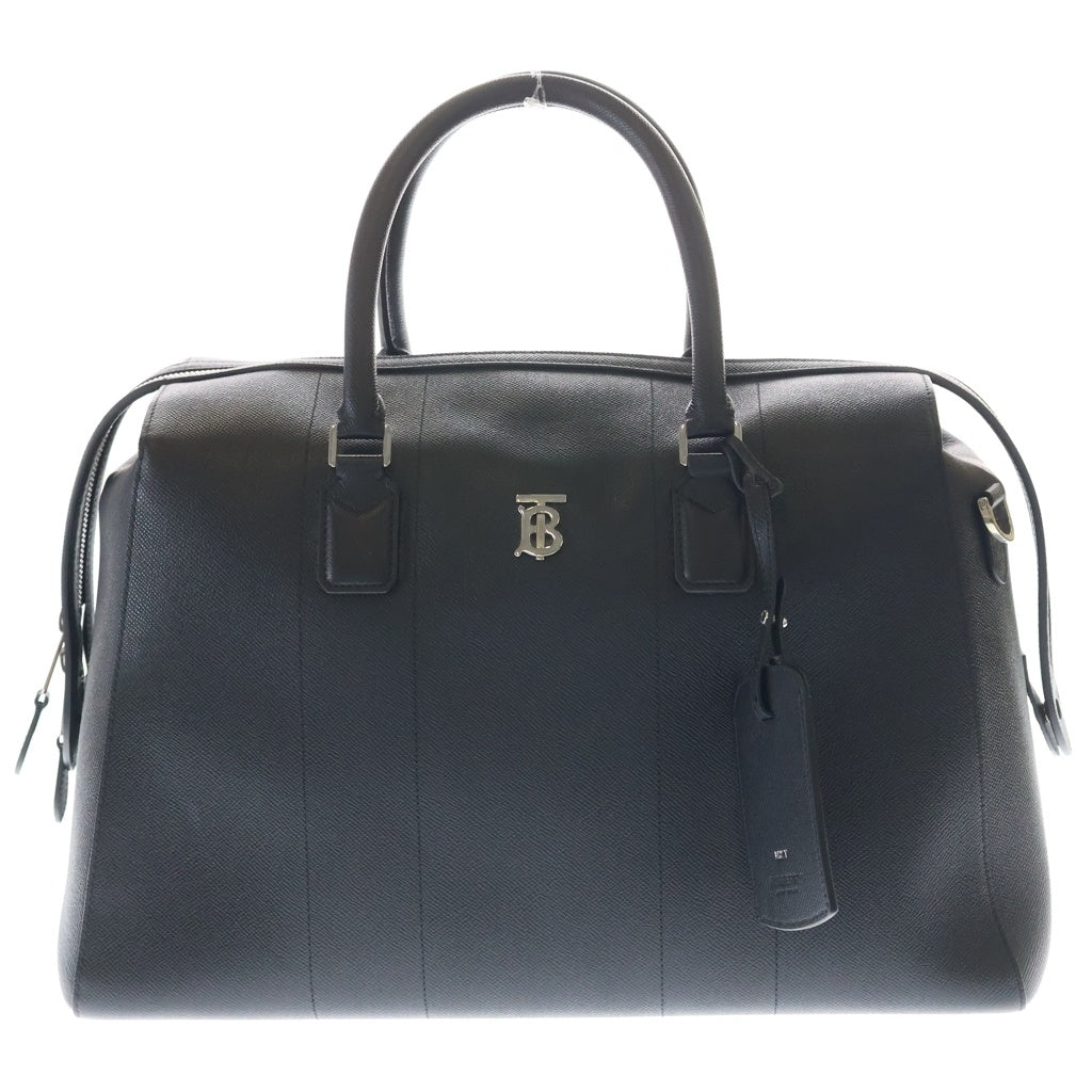 BURBERRY(バーバリー) TBロゴ ボストンバッグ トラベルバッグ ハンドバッグ ショルダーバッグ 2WAY ブラック レザー シルバー金具