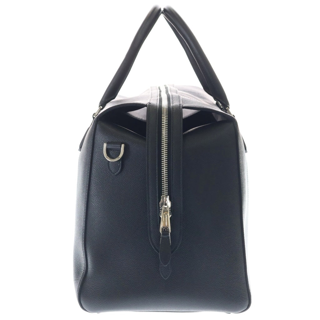 BURBERRY(バーバリー) TBロゴ ボストンバッグ トラベルバッグ ハンドバッグ ショルダーバッグ 2WAY ブラック レザー シルバー金具