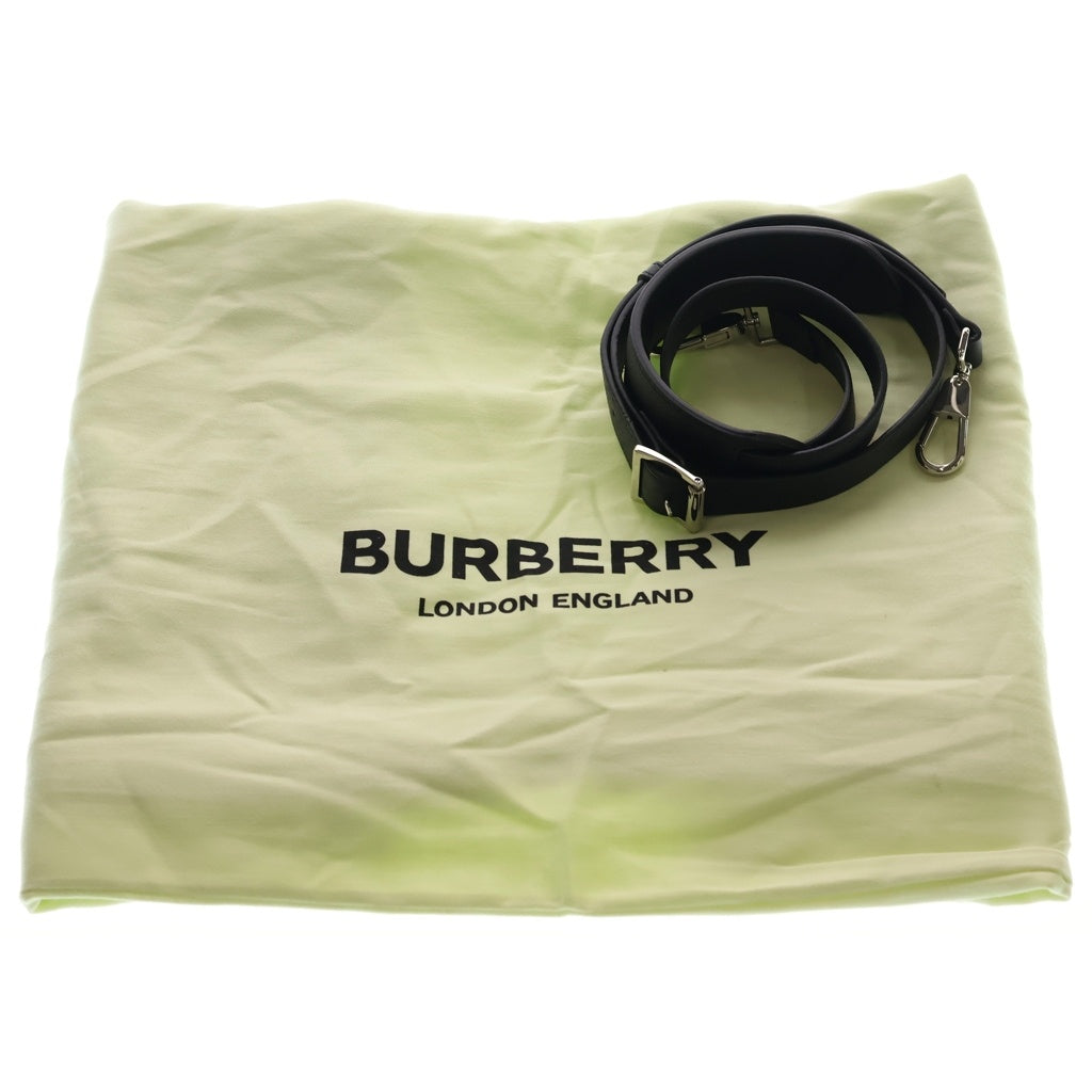 BURBERRY(バーバリー) TBロゴ ボストンバッグ トラベルバッグ ハンドバッグ ショルダーバッグ 2WAY ブラック レザー シルバー金具