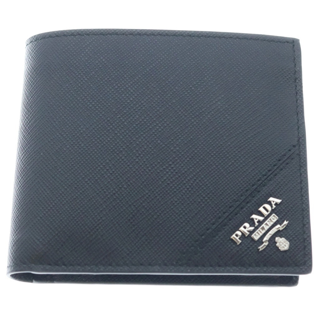 PRADA(プラダ) 二つ折り財布 コンパクトウォレット カードケース ブラック サフィアーノ レザー 2MO738 レディース
