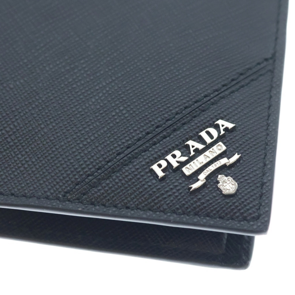 PRADA(プラダ) 二つ折り財布 コンパクトウォレット カードケース ブラック サフィアーノ レザー 2MO738 レディース