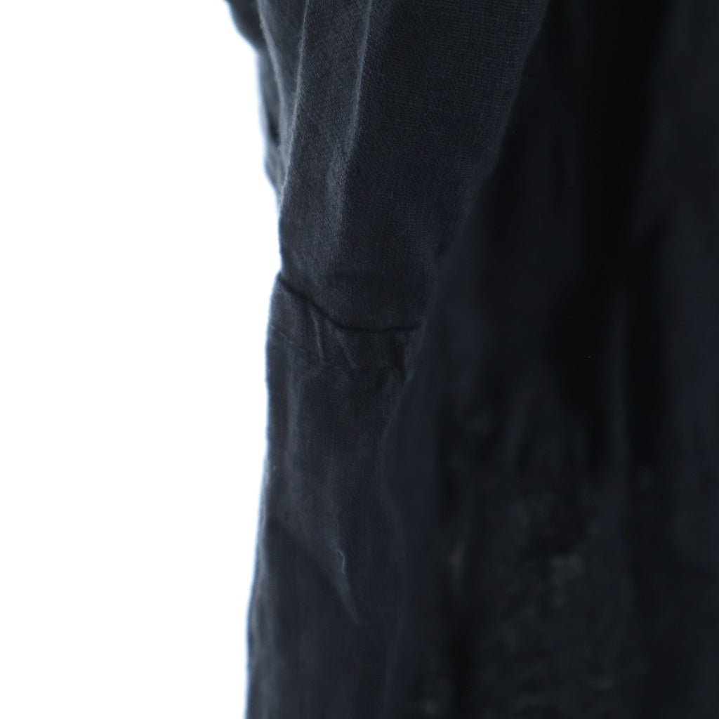 NO BRAND(ノーブランド) Chez VIDALENC(シェヴィダレンク) リネン ロングコート フランス製 ブラック レディース