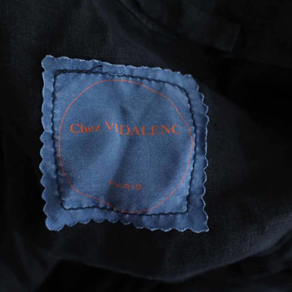 NO BRAND(ノーブランド) Chez VIDALENC(シェヴィダレンク) リネン ロングコート フランス製 ブラック レディース