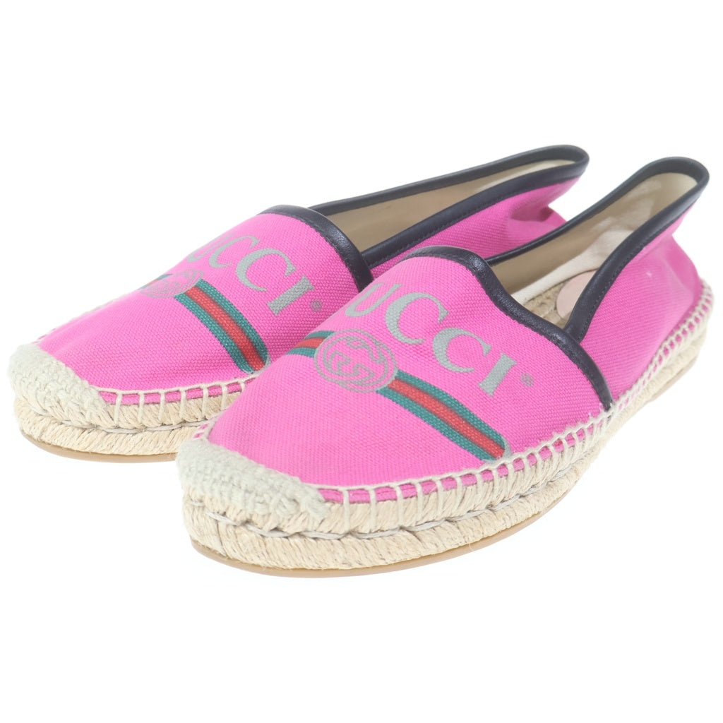 GUCCI(グッチ) ロゴ エスパドリーユ スリッポン シューズ ピンク 525882 レディース