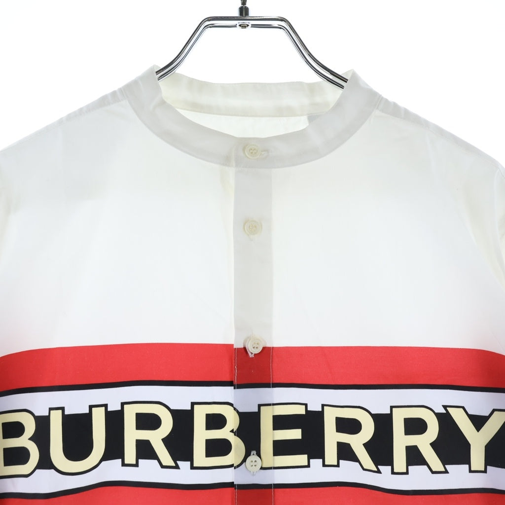 BURBERRY(バーバリー) フロントロゴプリント 長袖シャツ ノーカラー