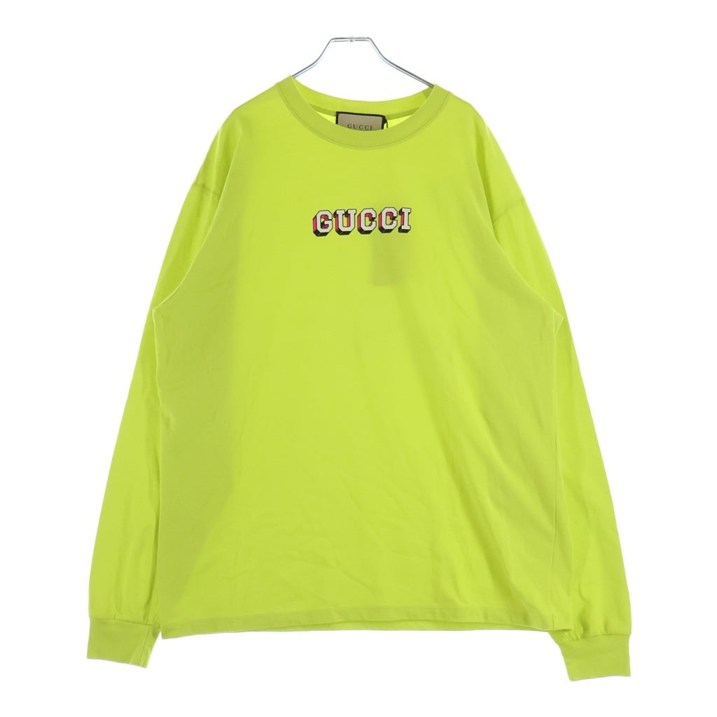 GUCCI(グッチ) フロントロゴプリント 長袖Tシャツ カットソー ロンT イエロー 581903 レディース
