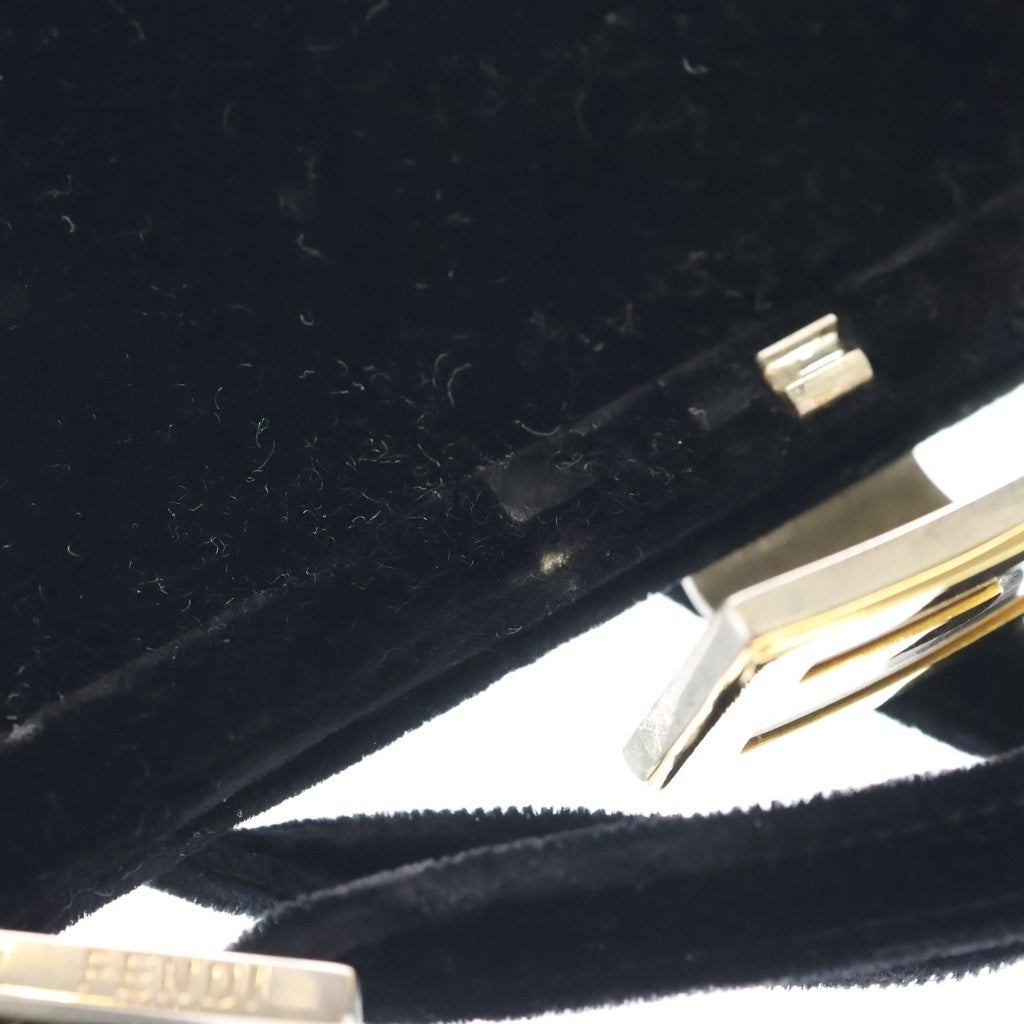 FENDI(フェンディ) ミニハンドバッグ ブラック ベロア ゴールド金具 レディース