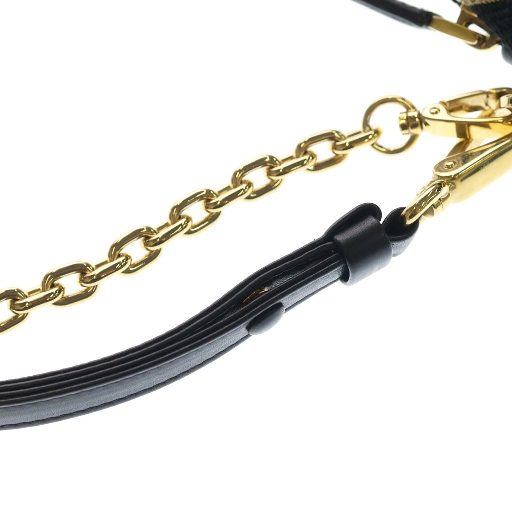 PRADA(プラダ) トライアングル ロゴプレート キャンバス レザー 2WAY ハンド チェーン ワンショルダー バッグ ゴールド金具 ブラック/ベージュ 1BC176 レディース