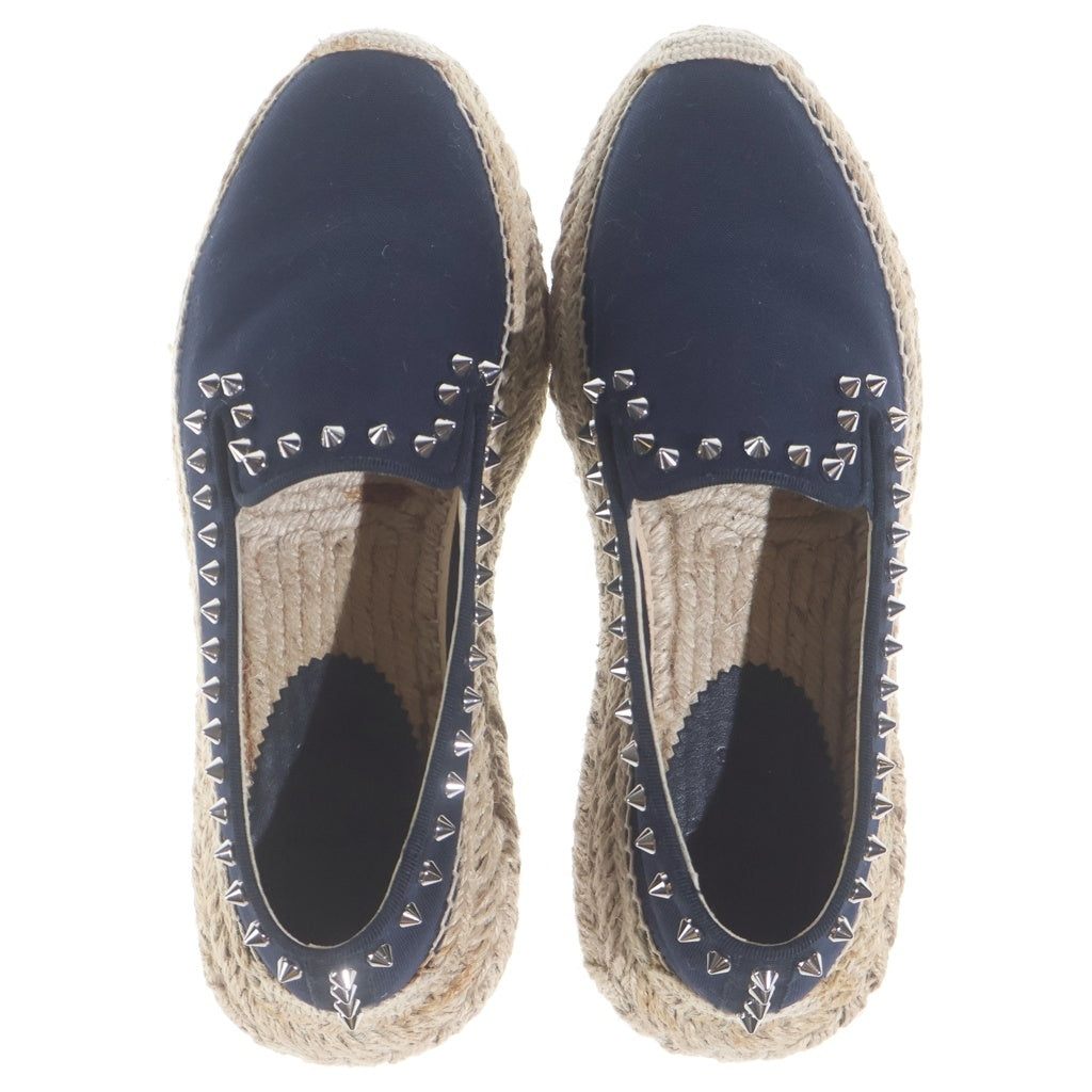 CHRISTIAN LOUBOUTIN(クリスチャンルブタン) エスパドリーユ スタッズ フラットシューズ スリッポン ネイビー レディース