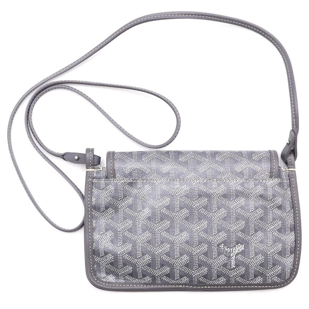 GOYARD(ゴヤール) プリュメ PVC コーティングキャンバス レザー ショルダーバッグ ポーチ ウォレット シルバー金具 グレー レディース
