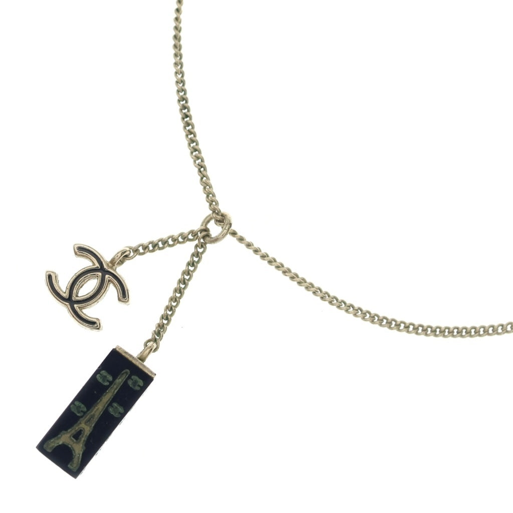 CHANEL(シャネル) エッフェル塔 ココマーク ネックレス ペンダント チェーン ゴールド×ブラック レディース