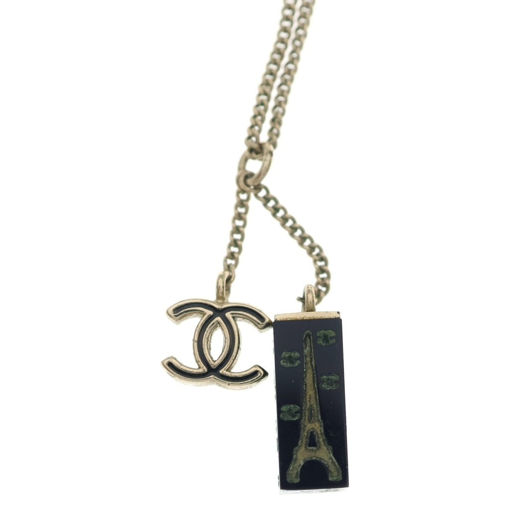 CHANEL(シャネル) エッフェル塔 ココマーク ネックレス ペンダント チェーン ゴールド×ブラック レディース