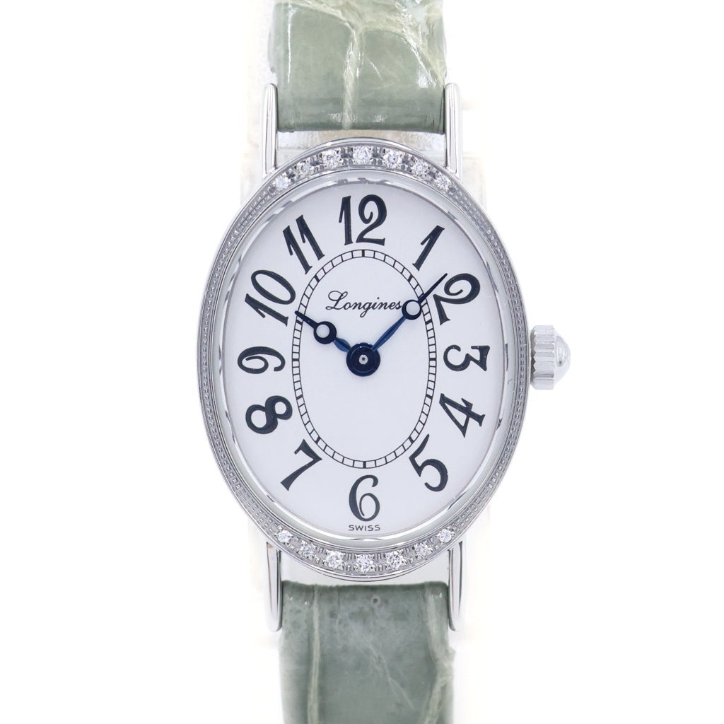 LONGINES(ロンジン) ラヴィソント ダイヤベゼル シルバー文字盤 SS×革/QZ ステンレス クォーツ オープンギャラ 腕時計 L5.182.0 レディース