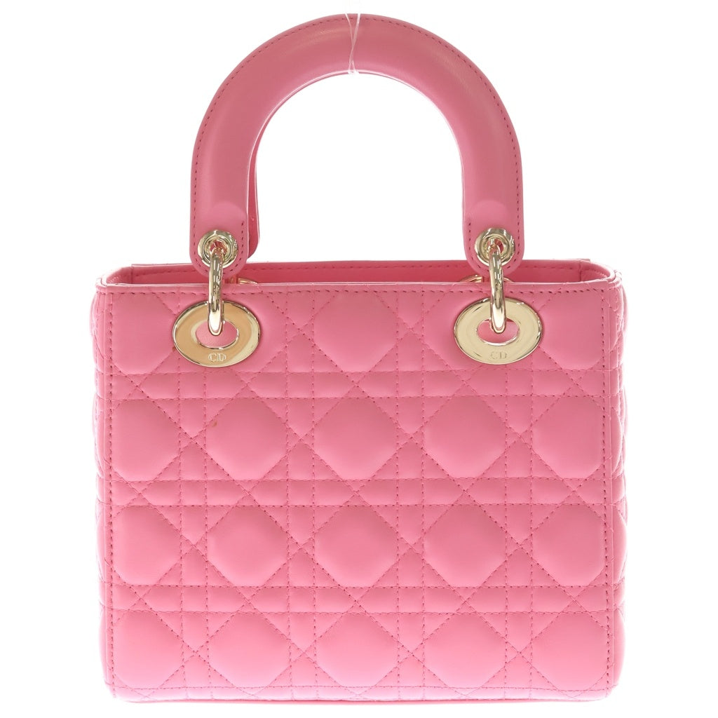 Christian Dior(クリスチャンディオール) マイレディディオール カナージュ スモール 2WAYハンドバッグ ショルダーバッグ ピンク レザー ゴールド金具 レディース