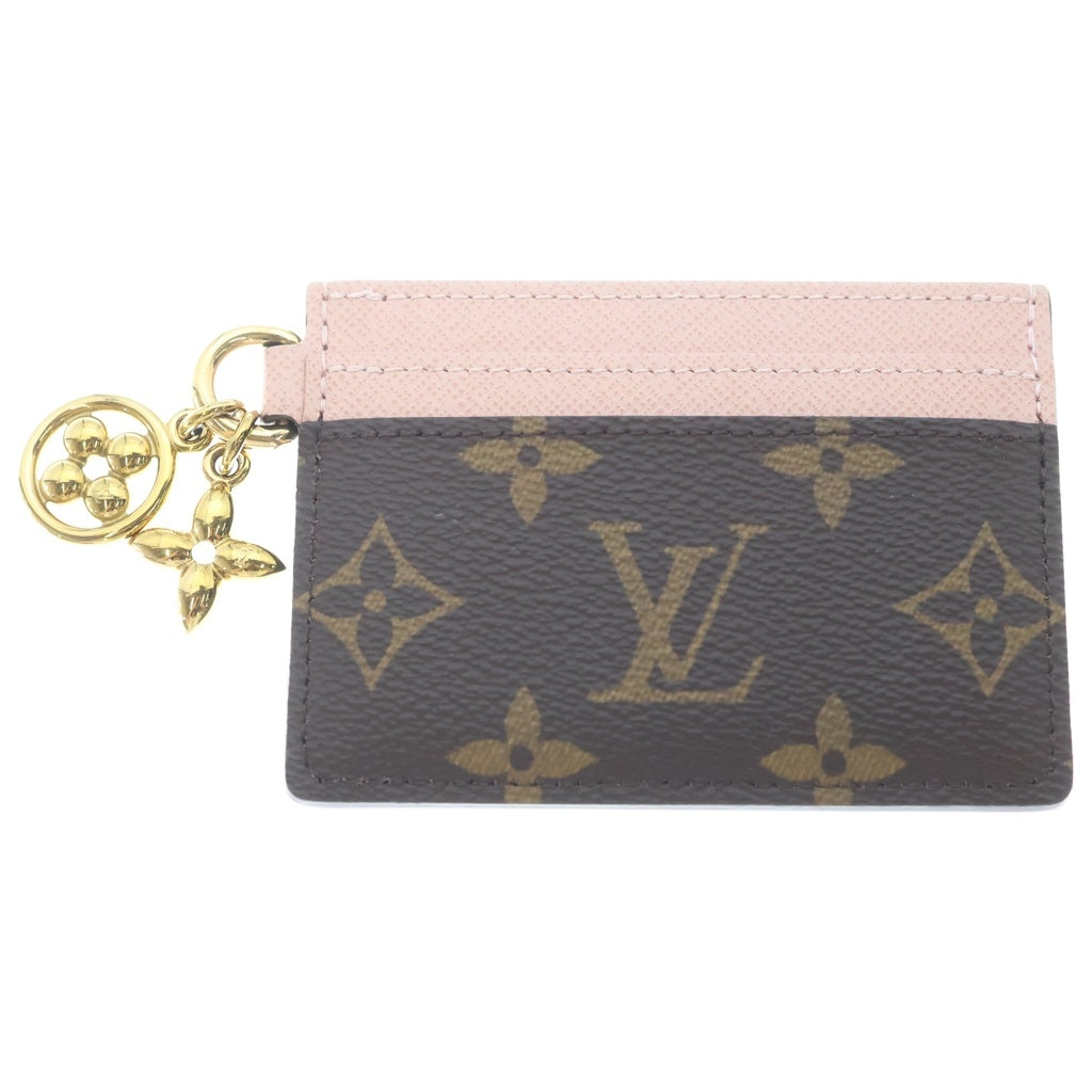 LOUIS VUITTON(ルイヴィトン) モノグラム ポルトカルト LVチャーム フラグメントケース カードケース ブラウン×ピンク M82739 ゴールド金具 レディース