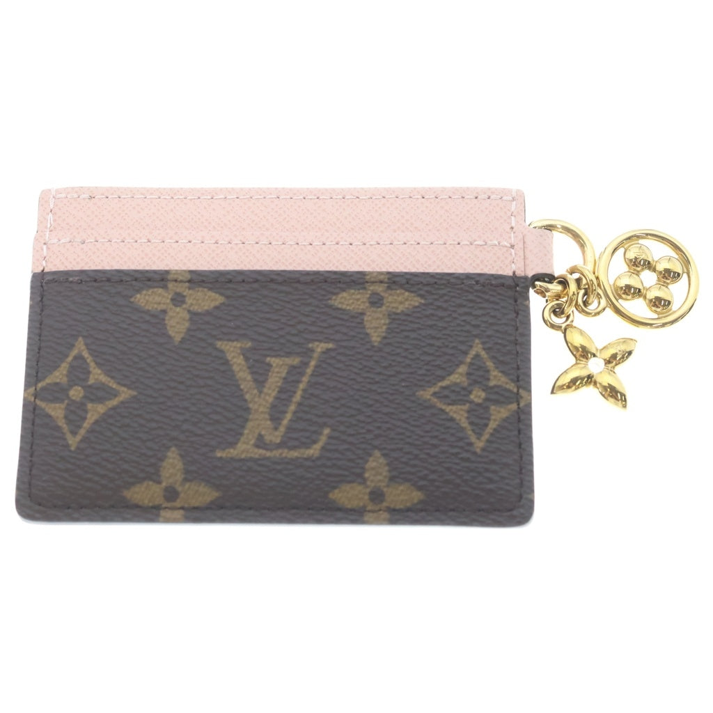 LOUIS VUITTON(ルイヴィトン) モノグラム ポルトカルト LVチャーム フラグメントケース カードケース ブラウン×ピンク M82739 ゴールド金具 レディース