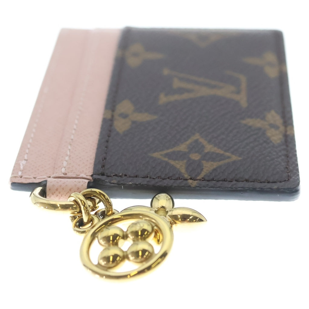 LOUIS VUITTON(ルイヴィトン) モノグラム ポルトカルト LVチャーム フラグメントケース カードケース ブラウン×ピンク M82739 ゴールド金具 レディース