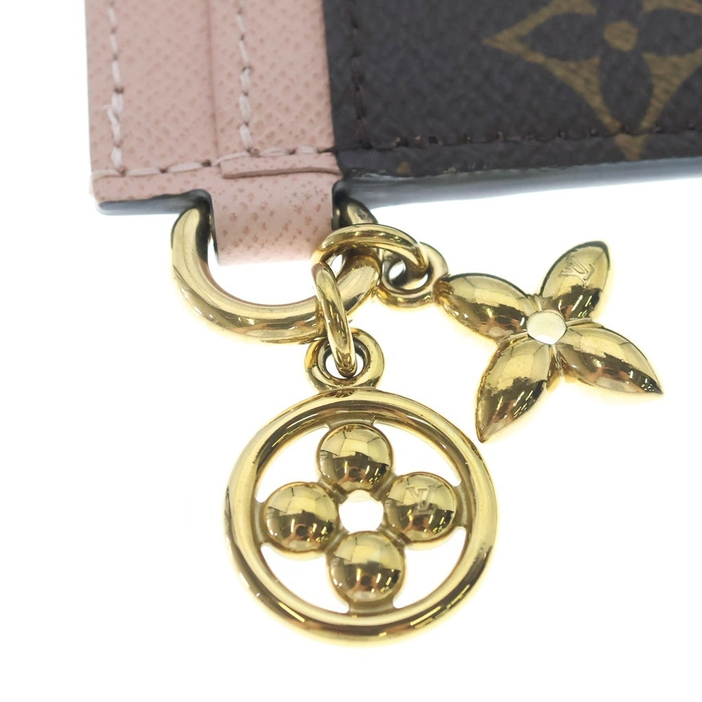 LOUIS VUITTON(ルイヴィトン) モノグラム ポルトカルト LVチャーム フラグメントケース カードケース ブラウン×ピンク M82739 ゴールド金具 レディース