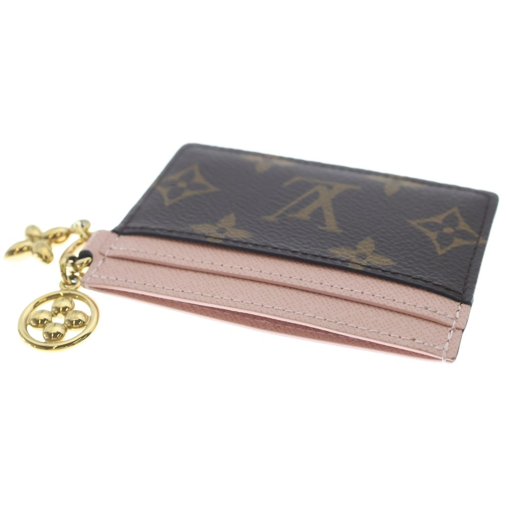 LOUIS VUITTON(ルイヴィトン) モノグラム ポルトカルト LVチャーム フラグメントケース カードケース ブラウン×ピンク M82739 ゴールド金具 レディース