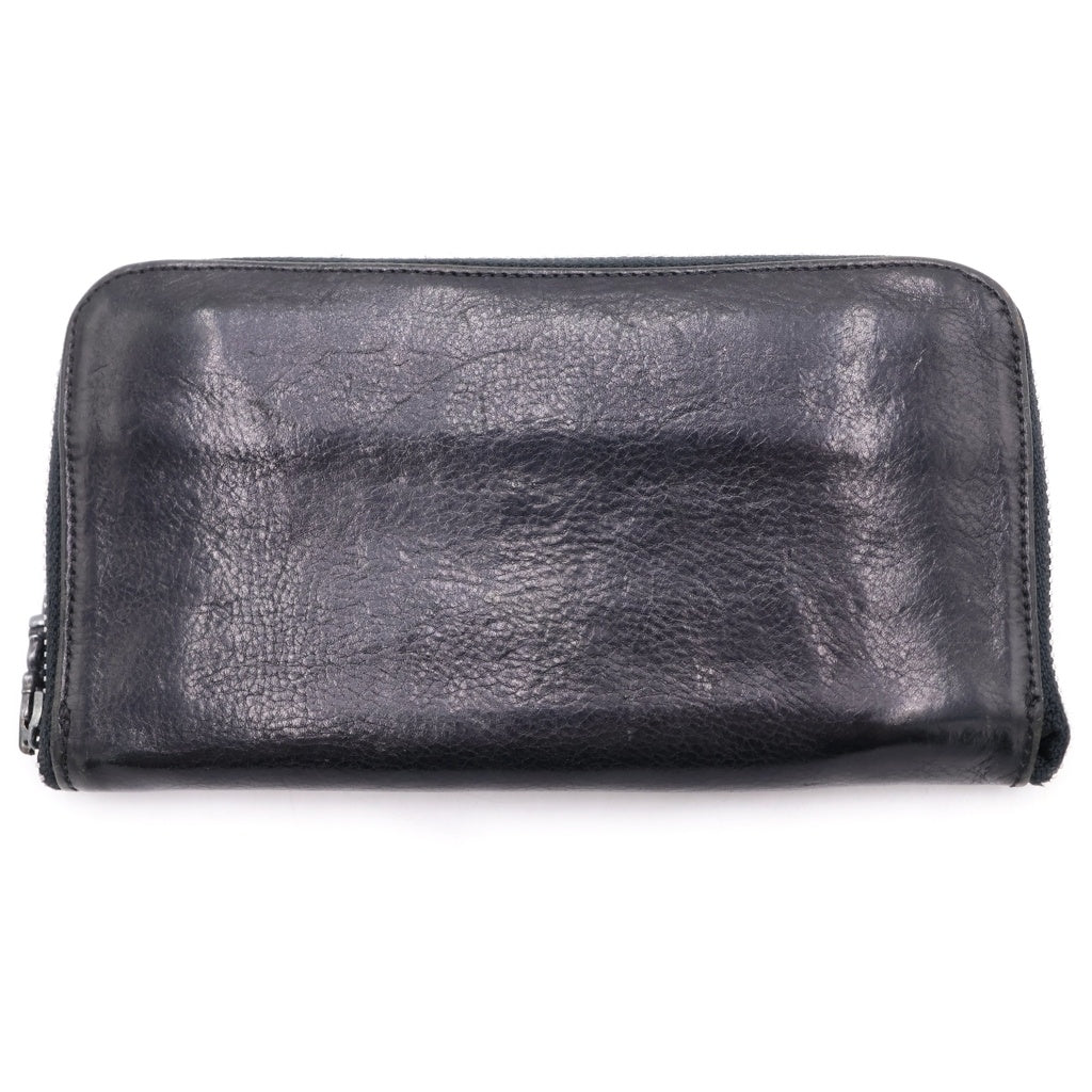 CHROME HEARTS(クロムハーツ) REC F ZIP PLANE プレーン ラウンドジップ レザー ブラック