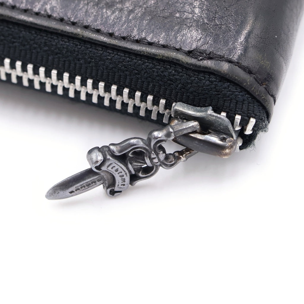 CHROME HEARTS(クロムハーツ) REC F ZIP PLANE プレーン ラウンドジップ レザー ブラック