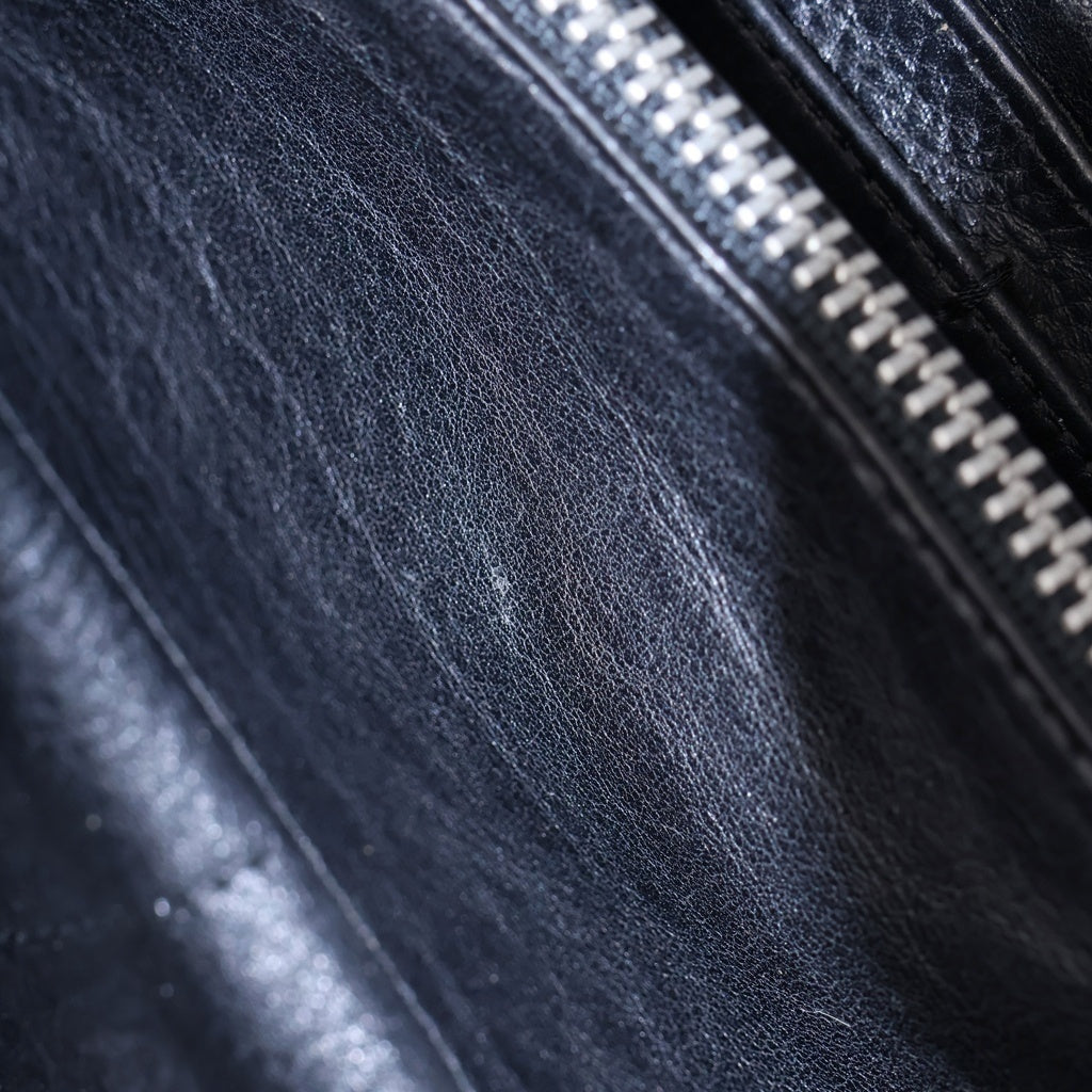 CHROME HEARTS(クロムハーツ) REC F ZIP PLANE プレーン ラウンドジップ レザー ブラック